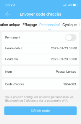 Définir un code clavier permanent pour un cylindre